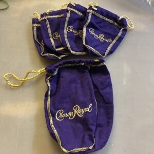 Lot of 5 Crown Royal Bags Drawstring Velvet Felt Bag Pouch Holder Liquor